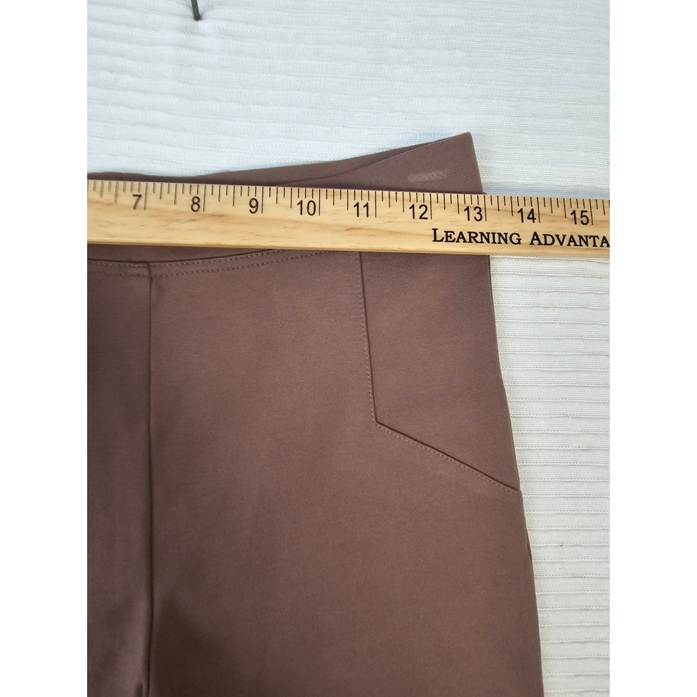 Gianni Bini Womens XS Brown Moto Leggings Ribbed Knee Pintuck Pull On Pants - Picture 5 of 6